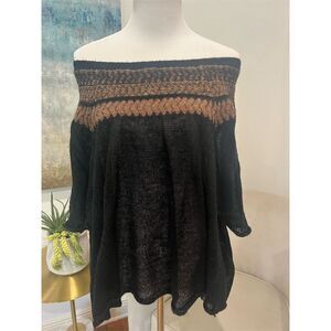 Free People Women's Off Shoulder Flutter Sleeve Sweater Multicolor M